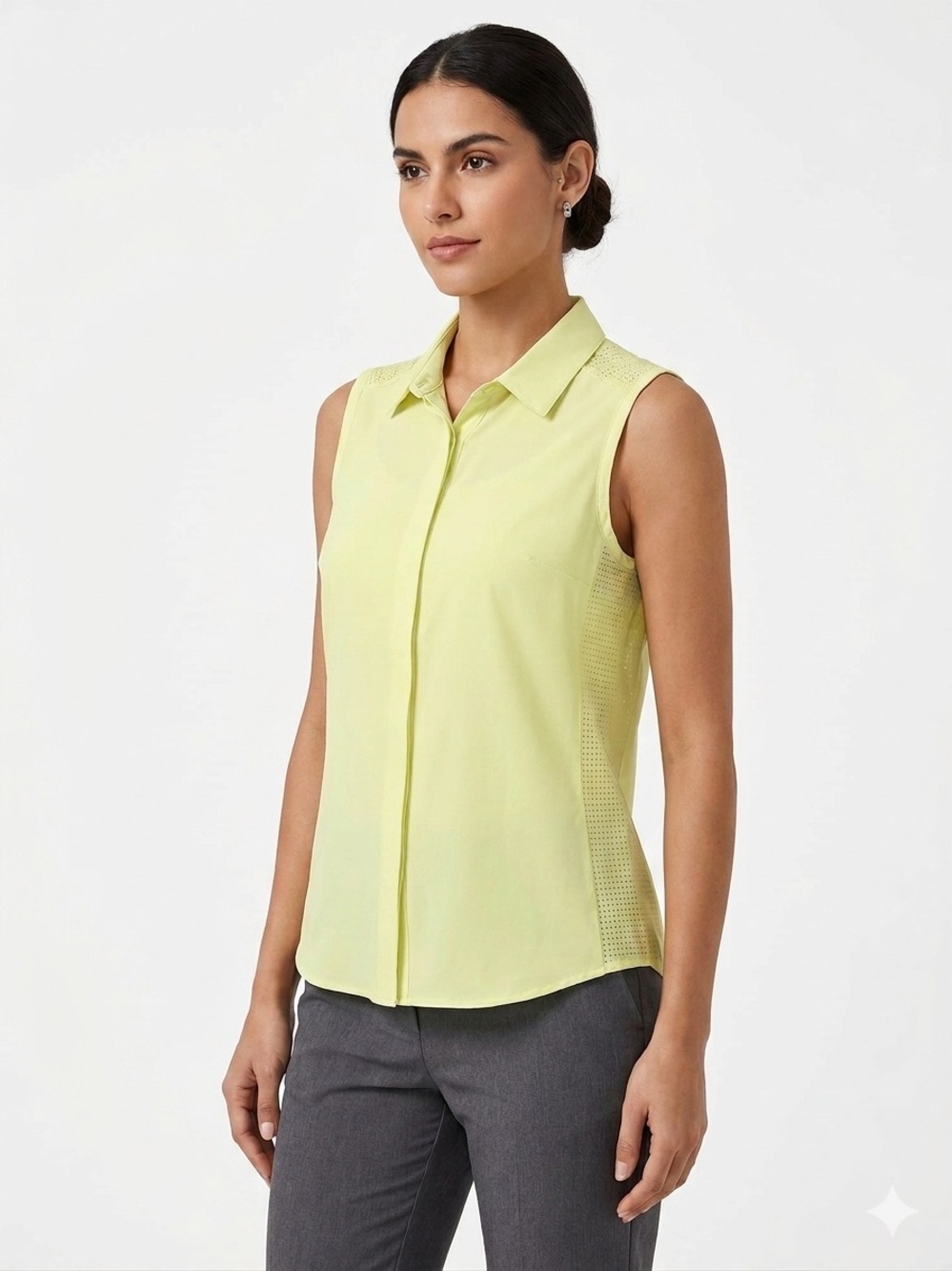 NEW! Halara Sleeveless Collared Shell Top in Serene Green Size S